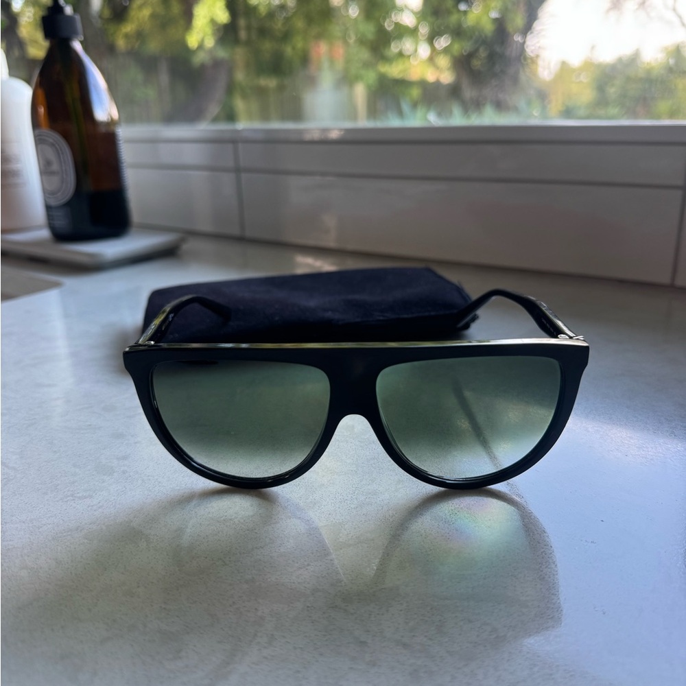 Celine Black Sunglasses with Green Lenses